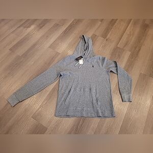 Polo Ralph Lauren Hoodie Sweatshirt Mens Large L Gray Thermal Waffle Knit NWT